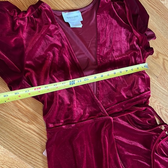 BHLDN Thrive Velvet MIDI Wrap Dress Blue Size Large NWT - Picture 14 of 16